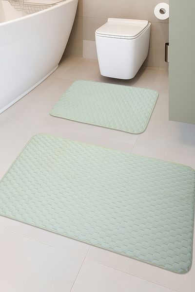 FeelHome Αντιολισθητική βάση Willow, Super Absorbent Σετ 2 Χαλάκια Μπάνιου Κρέμα