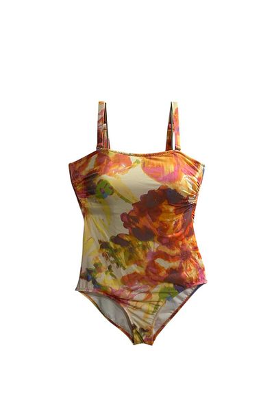 TooHot Women's Orange Lined Fixed Covered Recovery Swimsuit