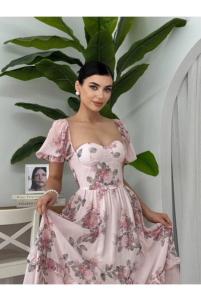 Julidress Φόρεμα σιφόν Premium με μοτίβο λουλουδιών Midi μήκους