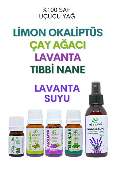 EinNatur Limon Okaliptüs, Lavanta, Tıbbi Nane, Çay Ağacı Uçucu Yağı, Lavanta ...