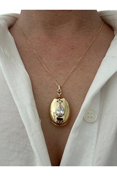Butik Damla Taş Madalyon Kolye