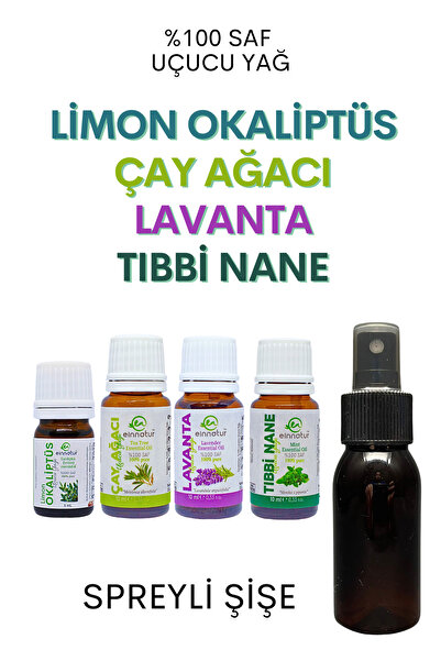 EinNatur Limon Okaliptüs Uçucu Yağı 5 Ml, Lavanta, Çay Ağacı, Tıbbi Nane Uçuc...