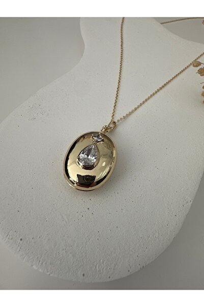 Butik Damla Taş Madalyon Kolye