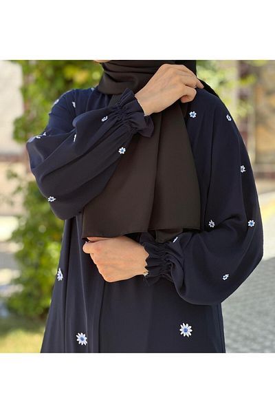 Bayram Giyim Ferace μαργαρίτα με μοτίβο μανίκι Raglan Navy Blue