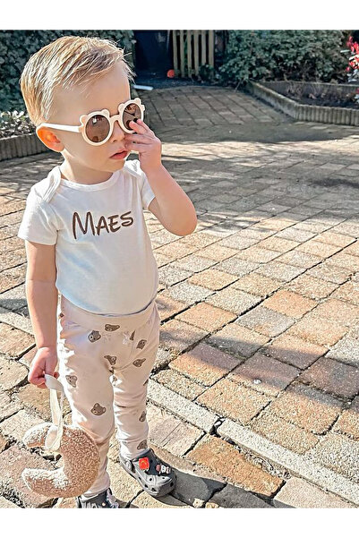 Kai Baby Beige Color Children's Sunglasses with Teddy Bear for Ages 1-9 Uv400 Certified