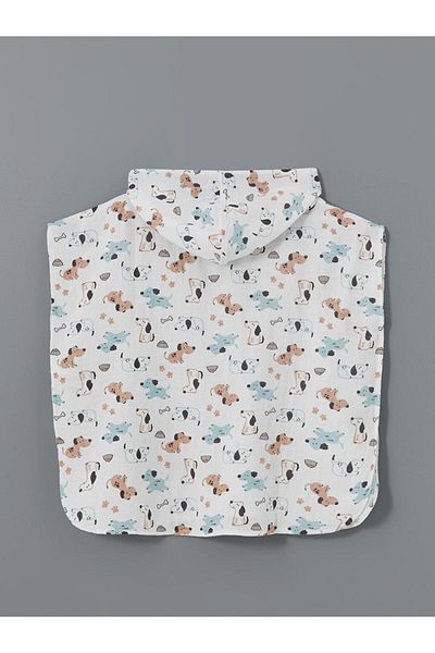 LC Waikiki Lcwk Hooded Printed Baby Boy Muslin Poncho