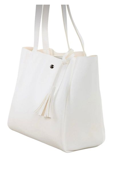 Eylül White Soft Leather Women's Handbag and Shoulder Bag (3 Compartments)
