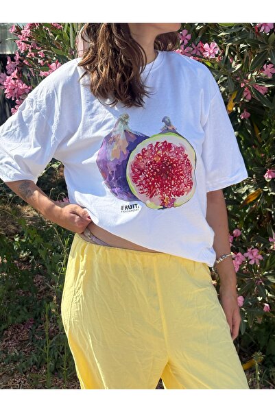 TRENDPUNKY Fig Fruit Fruit Fig Printed Summer Summer Themed Oversized T-Shirt
