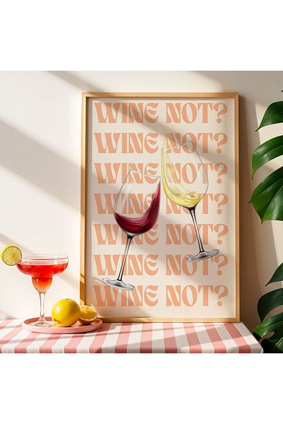 HİGUERA Wine Note Minimalist BAR Tablou de perete de bucătărie cu cadru din lemn natural