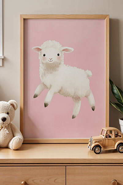 HİGUERA Ροζ φόντο Kuzucuk Παιδικό Δωμάτιο και Βρεφικό Δωμάτιο Ξύλινο Πλαίσιο ...