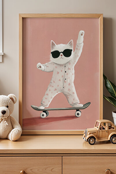 HİGUERA Παιδικό δωμάτιο και βρεφικό δωμάτιο με γυαλιά Skateboarder Πίνακας το...