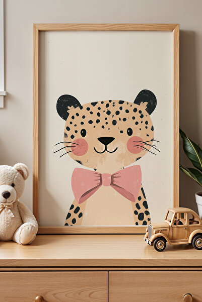 HİGUERA Ροζ Φιόγκος Leopard Παιδικό Δωμάτιο και Βρεφικό Δωμάτιο Ξύλινο Πλαίσι...