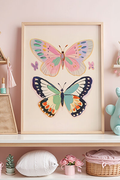 HİGUERA Θέμα Princess - Πολύχρωμο Πεταλούδα Διπλό Κοριτσίστικο Δωμάτιο Ξύλινο...