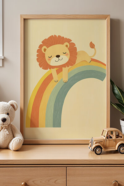 HİGUERA Πίνακας τοίχου με ξύλινο πλαίσιο για παιδικό και βρεφικό δωμάτιο Rain...