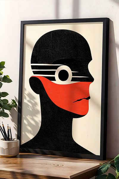 HİGUERA Silhouette Art Pictură de perete cu două rame din lemn natural