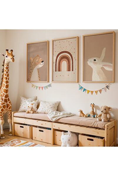 HİGUERA Masa pentru camera copiilor si camera bebelusului din 3 piese cu rama...