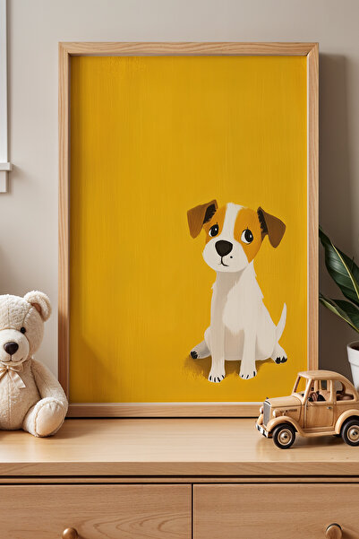 HİGUERA Ζωγραφική τοίχου με ξύλινο πλαίσιο σε κίτρινο φόντο για παιδικό δωμάτ...