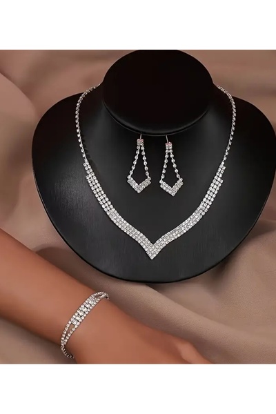 Mihra Aksesuar Kolye Küpe Bileklik Üçlü Set
