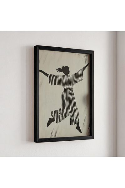 HİGUERA Minimal Linear Dancer Pictură de perete cu cadru din lemn natural
