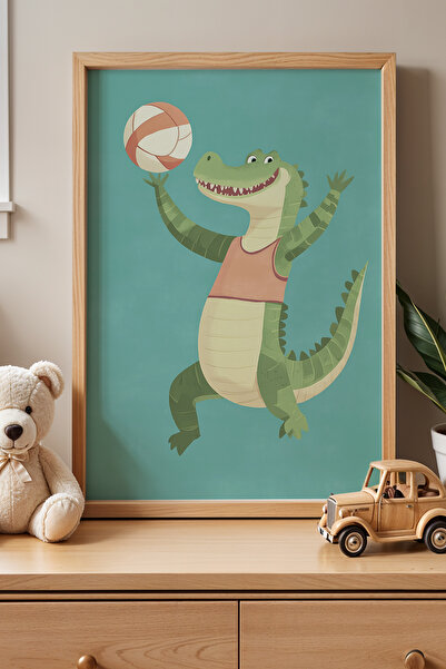 HİGUERA Βόλεϊ Κροκόδειλος Παιδικό και Βρεφικό Δωμάτιο Ξύλινο Πλαίσιο Τοίχου