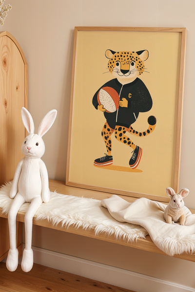 HİGUERA Ζωγραφική τοίχου με ξύλινο πλαίσιο για παιδικό δωμάτιο και βρεφικό δω...