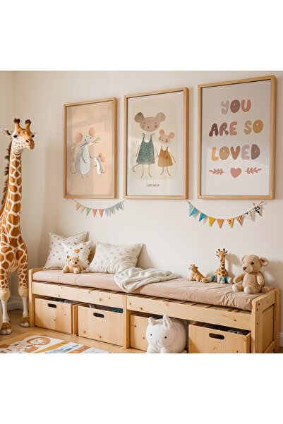 HİGUERA 3 τεμάχια Cute Mice Πίνακας Παιδικού Δωματίου και Βρεφικού Δωματίου μ...