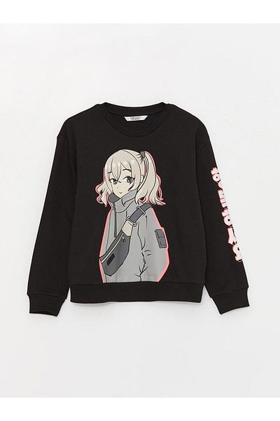 LC Waikiki Crew Neck Printed Long Sleeve Girls Sweatshirt (W3)