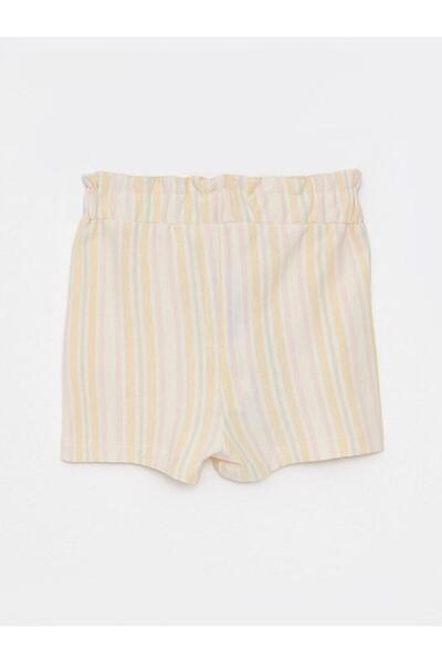 LC Waikiki Striped Baby Girl Shorts with Elastic Waist