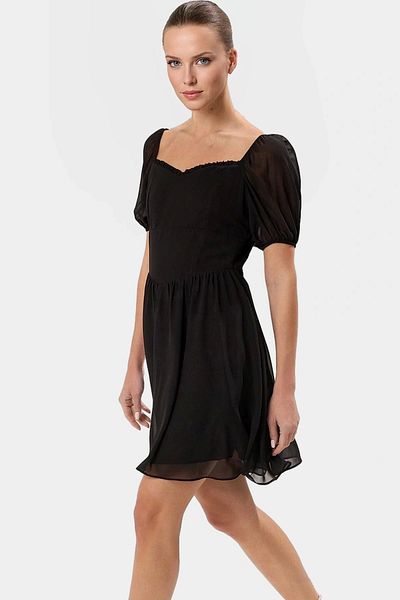 PayBuy Chiffon Mini Dress Heart Collar Balloon Sleeve Short Summer Durable Material High Quality