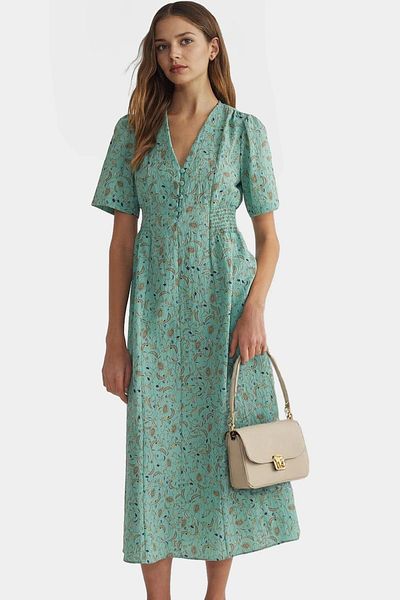 PayBuy Floral A-Line Midi Dress Polyester Woven Summer Casual Elegant Design Distinguished Material