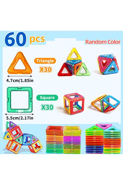 Choice Medium Size 60pcs Magnetic Building Blocks Diy Magnets Toys Medium Size Stem Toys Construction Toys