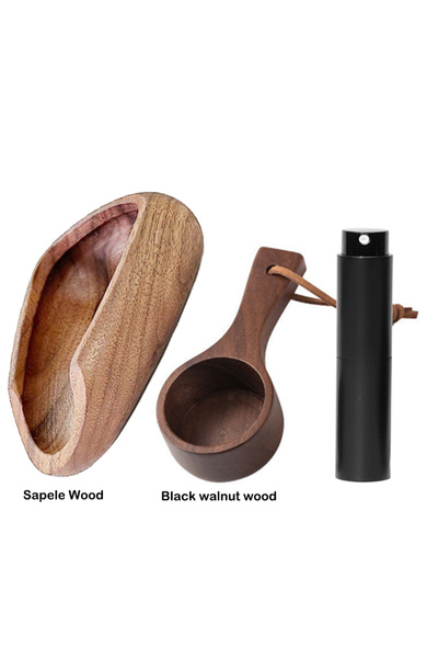 Choice1 طقم قهوة من خشب السابيلي من فلايمويو، كوب خشبي متعدد الوظائف لقياس حب...