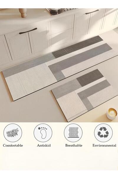 Generic 2-piece Kitchen Mat And Carpet Set, Non-slip Quick-drying Diatom Mud Floor Mat 40*60 40*120cm