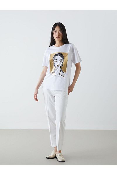 LC Waikiki Tricou pentru femei cu imprimeu cu gâtul rotund (S5)
