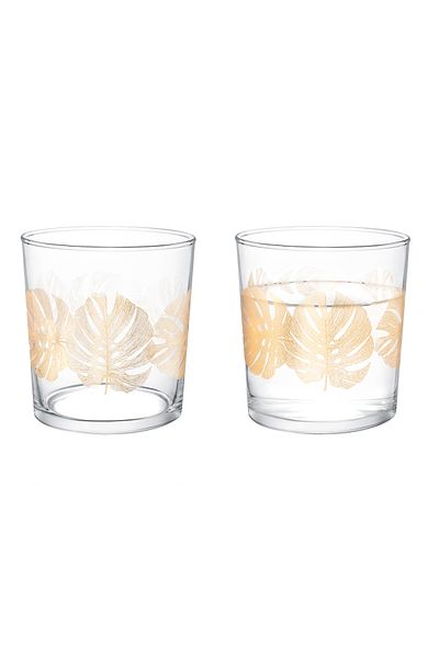 Madame Coco Golden Leaves Pierretta Set of 4 Water Glasses - 380 ml
