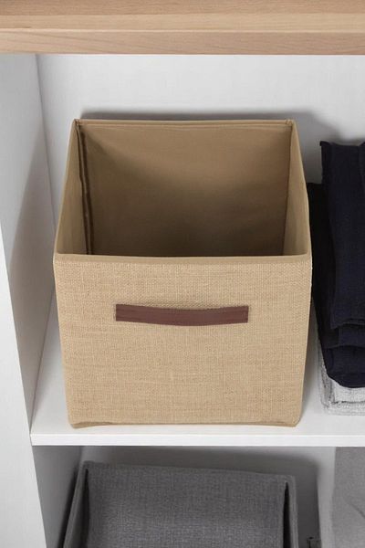 İronika Jute Lidless Box Closet Organizer Toy Goods Laundry Storage Box Organizer 30X30X30 cm