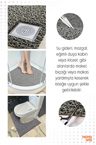 Paspas Yap Banyo Paspası Duşa Kabin Paspası Su Sıçratmaz Paspas Kaydırmaz Paspas (60x60 CM)