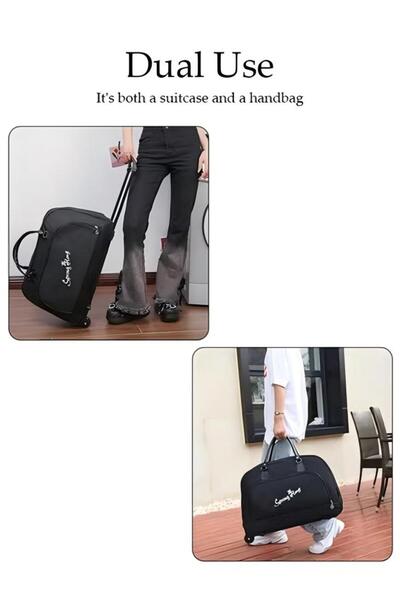Generic Expandable Underseat Large Capacity Handbag With Adjustable Pull Rod Portable Luggage Trolley