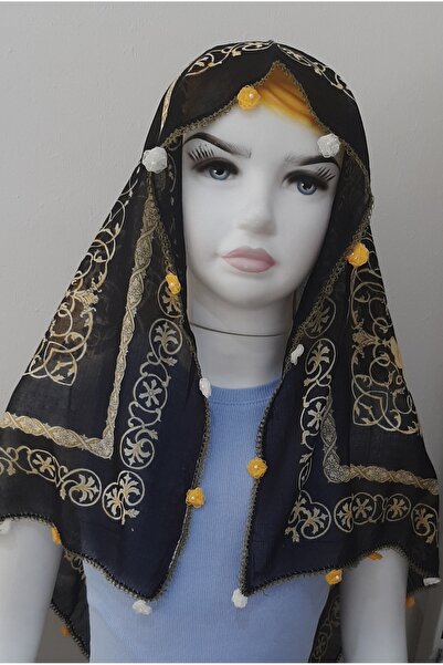 El Emeği 4 Taraf Tığ Oyalı Baş Örtüsü En-Boy  84cm
