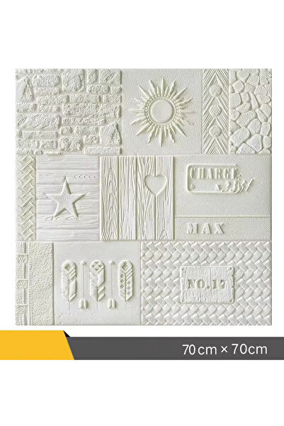 Bien Home 70x70cm 0,50M² Beyaz Dekoratif Şekiller Kendinden Yapışkanlı Tuğla 3d Duvar Paneli Köpük -3107
