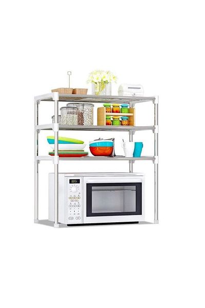 divendi-ro Multifunctional storage shelf for the kitchen, with 3 poles, silver
