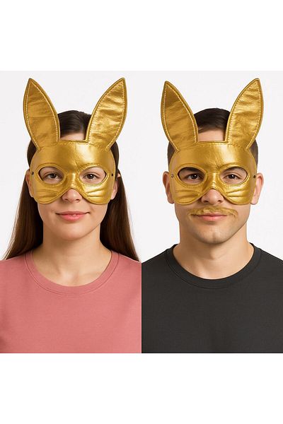 colezium Rabbit Mask Made of Gold Color Fabric Material 25x17 Cm