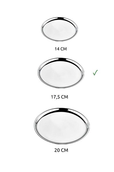 Qualitev Set of 6 Stainless Steel Presentation Dessert Plate Treat Plate 17 cm