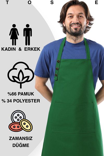 TOSHE Kitchen Apron Waterproof Chef Apron with 2 Wide Pockets Barista Apron Apron