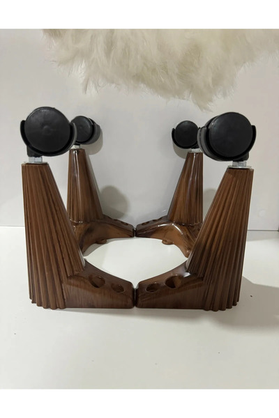 Genel Markalar Tekerlekli Sehpa Masa Ayağı,akıllı Sehpa Ayağı, Sihirli Sehpa Ayağı Ceviz 4 Adet 360 Derece 20 Cm