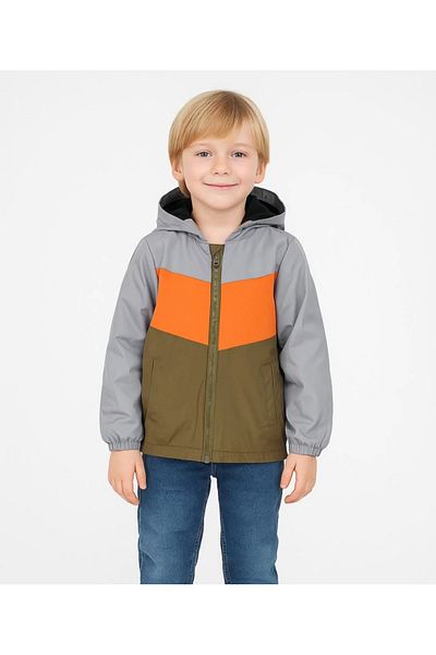 Verscon Boy's Hooded Zipper Closure Fleece Waterproof Raincoat Coat
