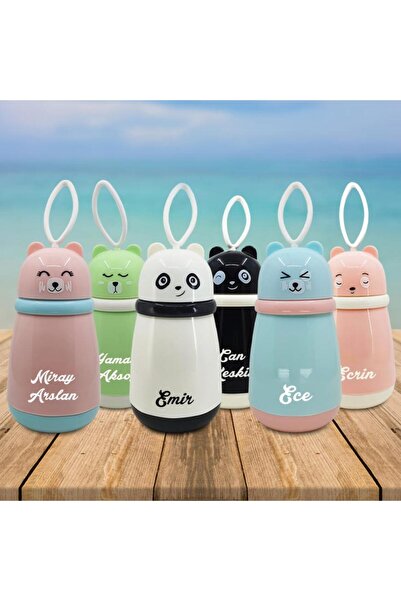 Hediye Kesesi Kişiye Özel Cam Şişe Panda Matara 380 ml
