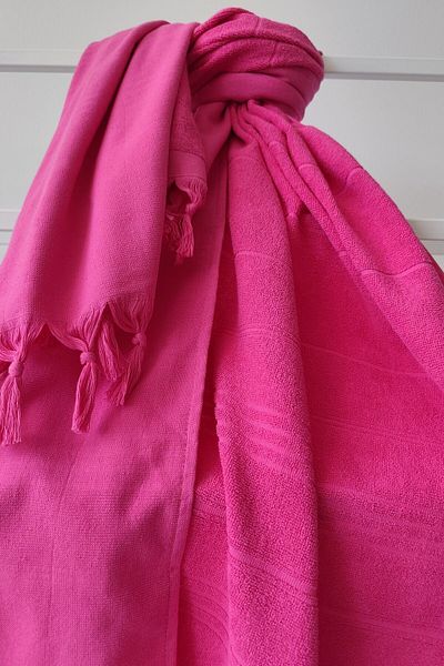 Sevim 100% Cotton Towel Peshtemal 90X170Cm - Beach & Pool Towel - Fuchsia