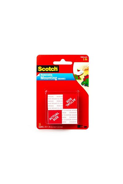 3M Scotch Removable Mounting Squares - 16 Pcs, 1x1 Inch, Damage-free Hanging