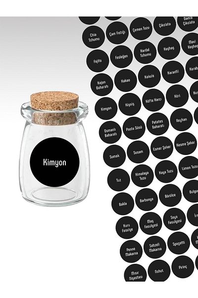 Kt Grup 207 bucăți negru rotund-lavabil condimente-pulpe-nuci-plantă-ceai-borcan de cafea etichetă